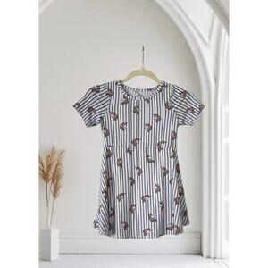 Girl's Squeeze  Dress /White Stripes Unicorns , Size 6